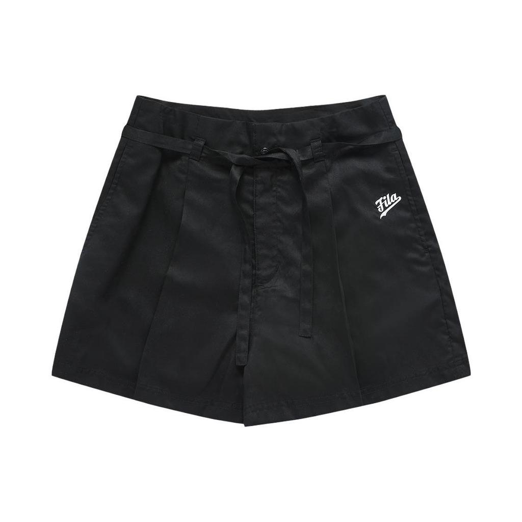 Fila Fusion Baseball Series Solid Color Loose Knit Sports Shorts Women Shorts Deep-Black T11W322805F-BK