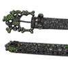 Black-Green Hip Hop Skull Belt: Trendy Men's Jeans Accessory