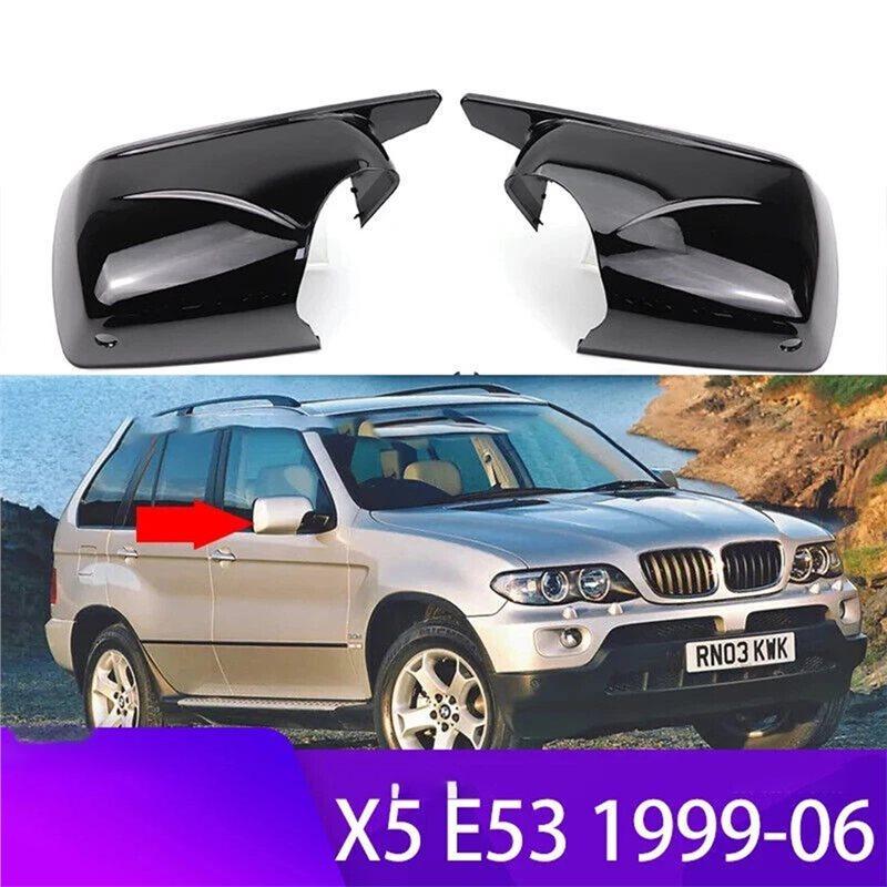 New M-Look Mirror Covers Glossy Black Rearview Side Mirror Cover Caps For BMW X5 E53 1999-2006