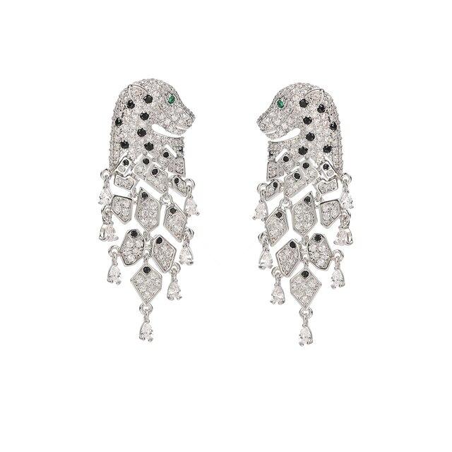 

Кубический циркон CZ Леопард с подвесками-подвесками для женщин и девочек, ювелирные изделия для выпускного вечера с булавкой из серебра 925 пробы CE11462 серебряный