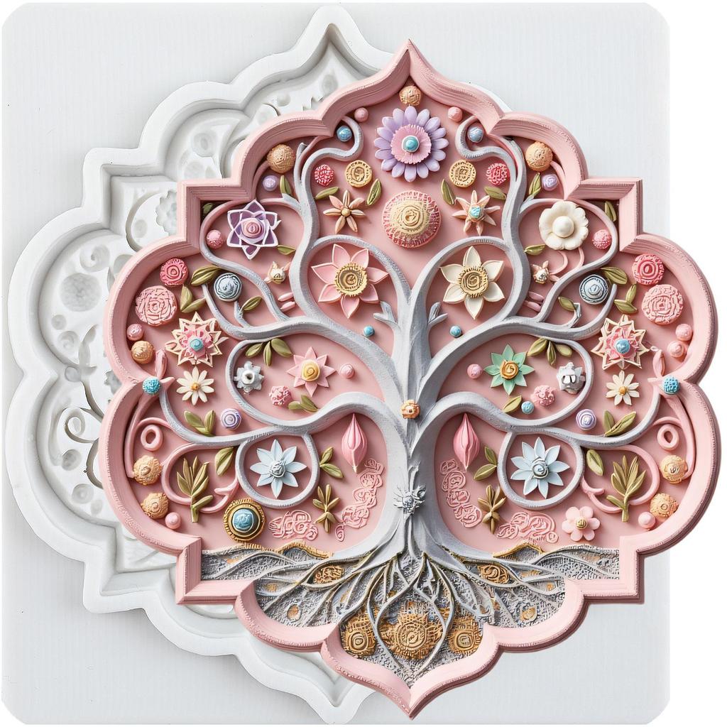 Livsträd Silikonform Träd Fondantformar Tårtdekorationsverktyg Tema Tårta Dessert Dekorerad Chokladgodisform