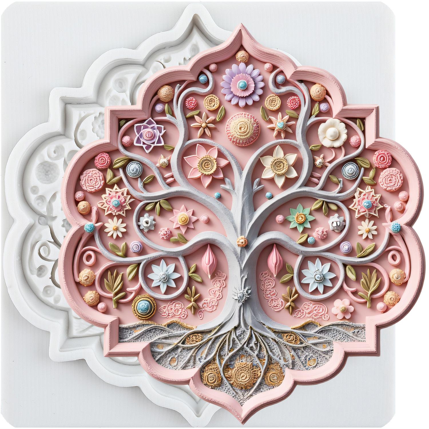 

Форма силиконовая Дерево жизни Формы для мастики Дерево Инструменты для украшения торта Тематический торт Десерт Украшенный Шоколадная форма для конфет серый