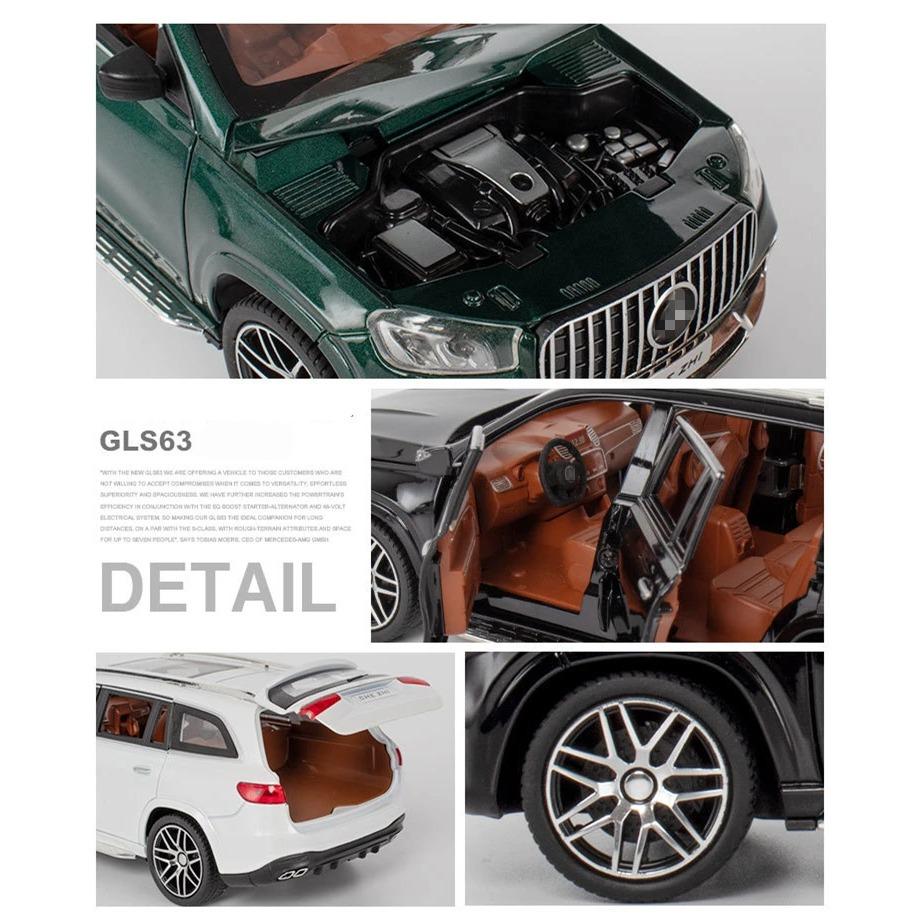 1/24 Benz Maybach GLS63 Alloy Luxy Car Model Diecast Metal Toy Car Model Collection Sound and Light High Simulation Children Gift