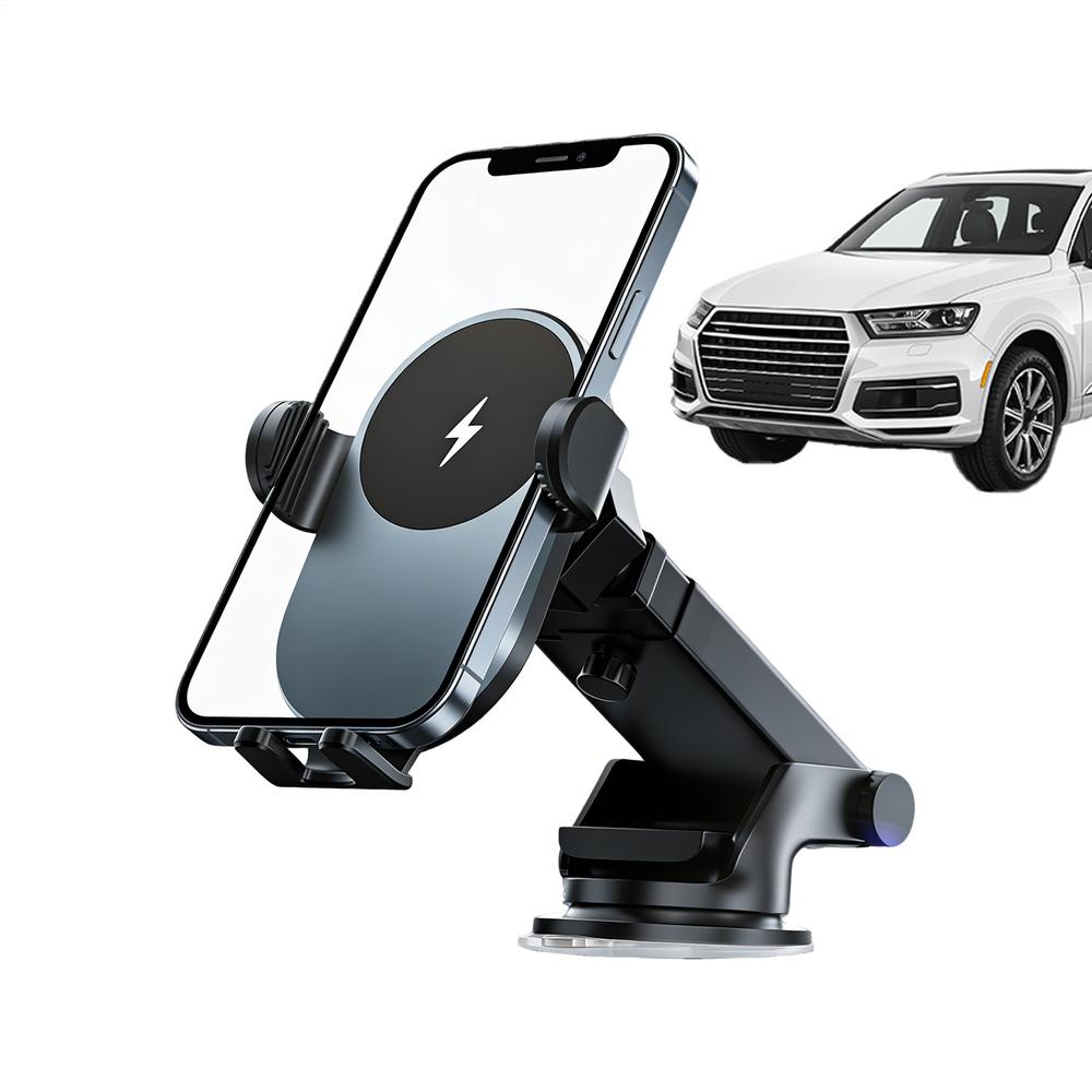 Wireless Phone Charger For Car 15W Suction Cup & Clip Cellphone Charger Fast Charging Phone Holder For Car Automotive Vehicle