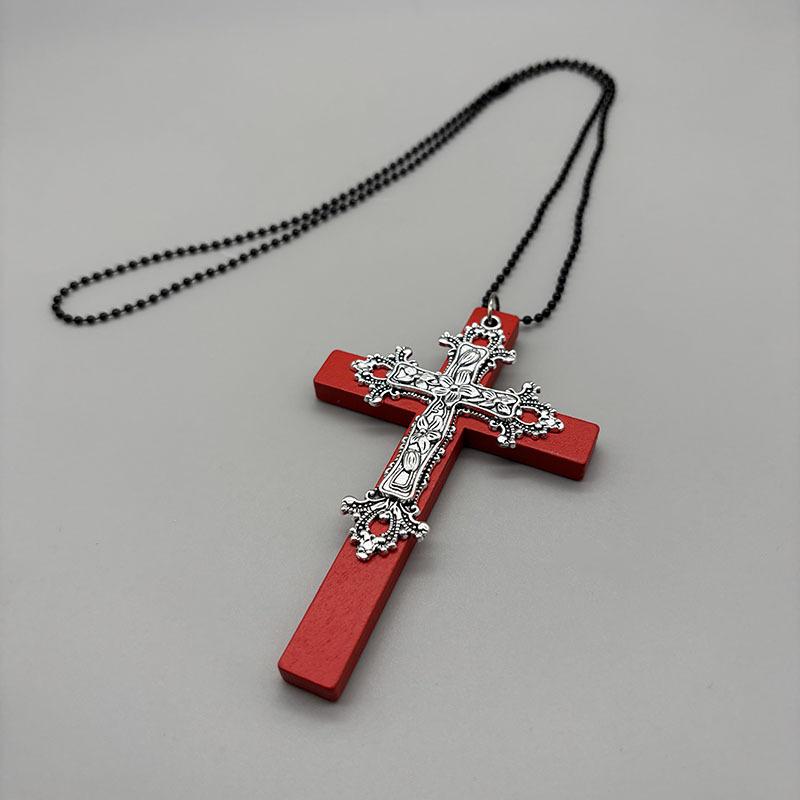 Large Cross Long Sweater Chain Dark Gothic Versatile Halloween Pendant Necklace