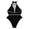 2025 Neckholder Einfarbig Floral Bademode – Taillenformender Damen Bikini