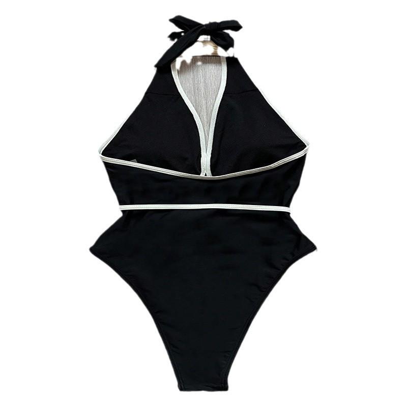 2025 Halter Neck Solid Color Floral Swimwear – Waist Slimming Women's Bikini