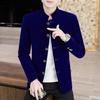 2026 Nou Blazer Toamnă Bărbați cu Guler Înalt Tineri Catifea Blazer cu Nasturi Multipli