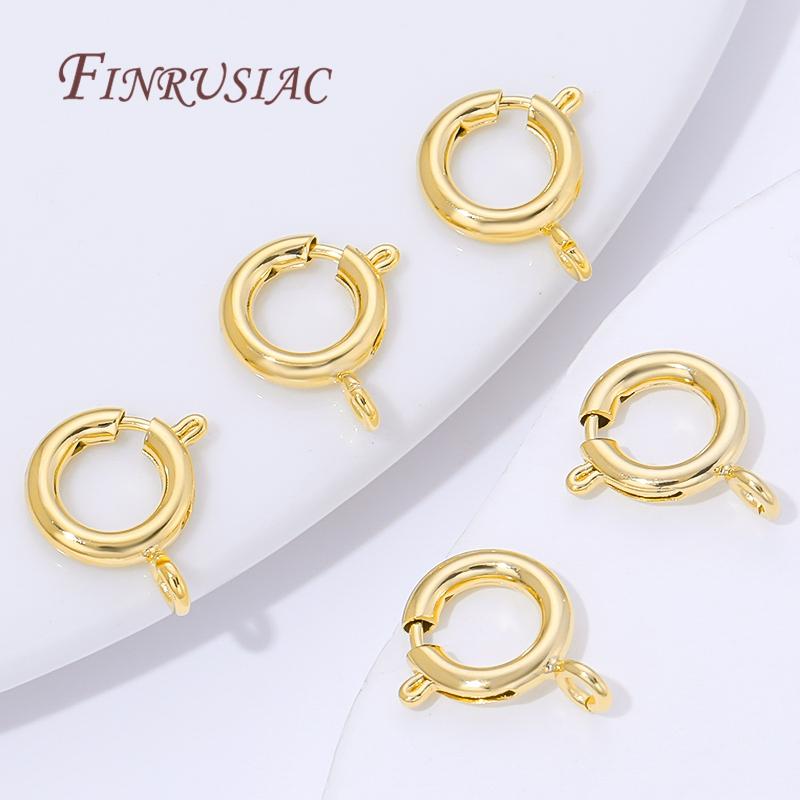 9mm 18K Gold Plated Circle Spring Clasps End Connectors For Jewelry Making Supplies DIY Necklace Clasps Accessories