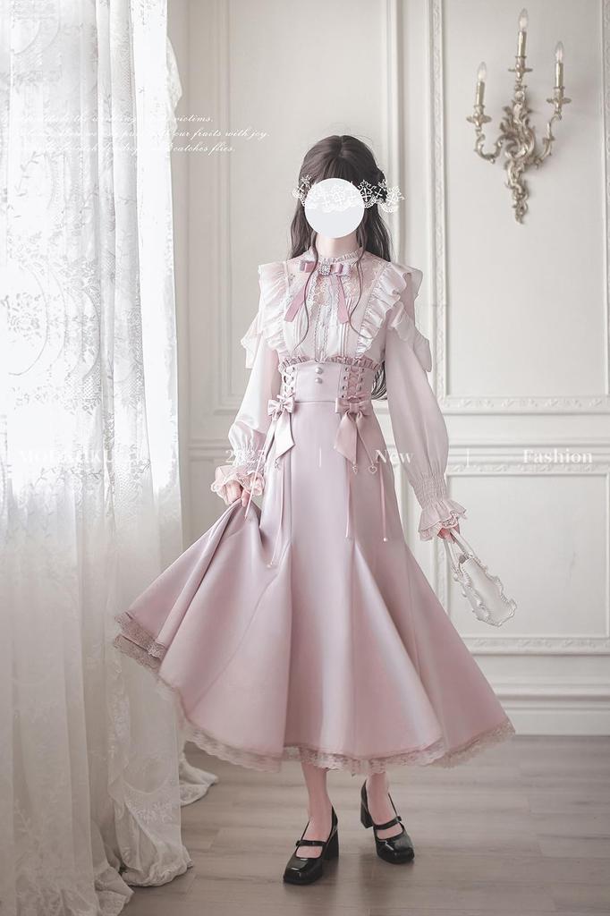 Neat and Clean Fully Maxi Mori French Long Size M [MODKOKU] Open-Shoulder Women's Dress, Off-the-Shoulder, Sexy, Lace, Ribbon, Skirt, Lolita, Girl,