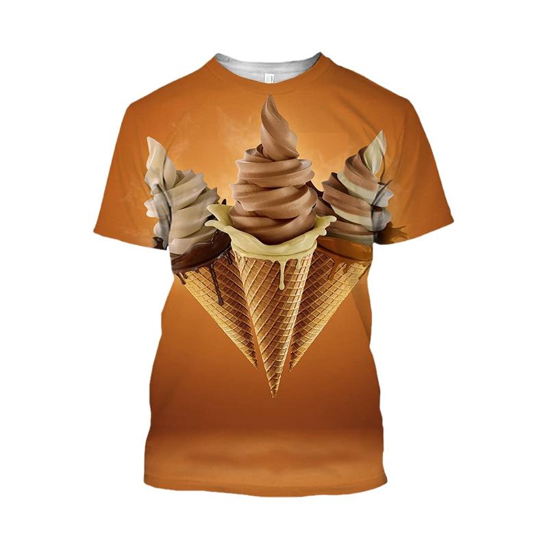 Ice Cream 3D Print T-Shirt Men Strawberry Chocolate Graphic T Shirt Unisex Funny Food Casual Short Sleeve Tops Cartoon Tee Shirt