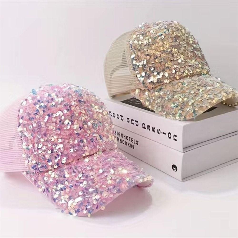 Adjustable Sequins Baseball Cap Blingbling Mesh Snapback Caps Elegant Sun Hat Street Dance