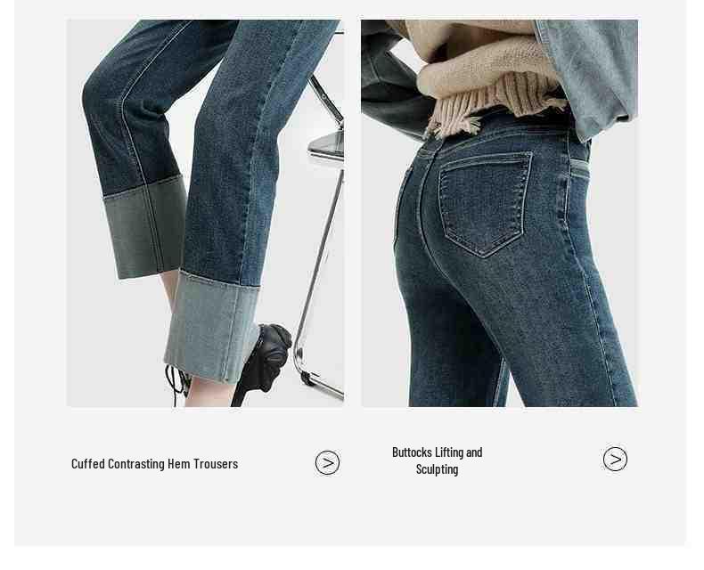 Petite Women's Stretchy High-Waisted Cigarette Pants – Autumn/Winter 2023 Flattering Narrow Leg Straight Jeans