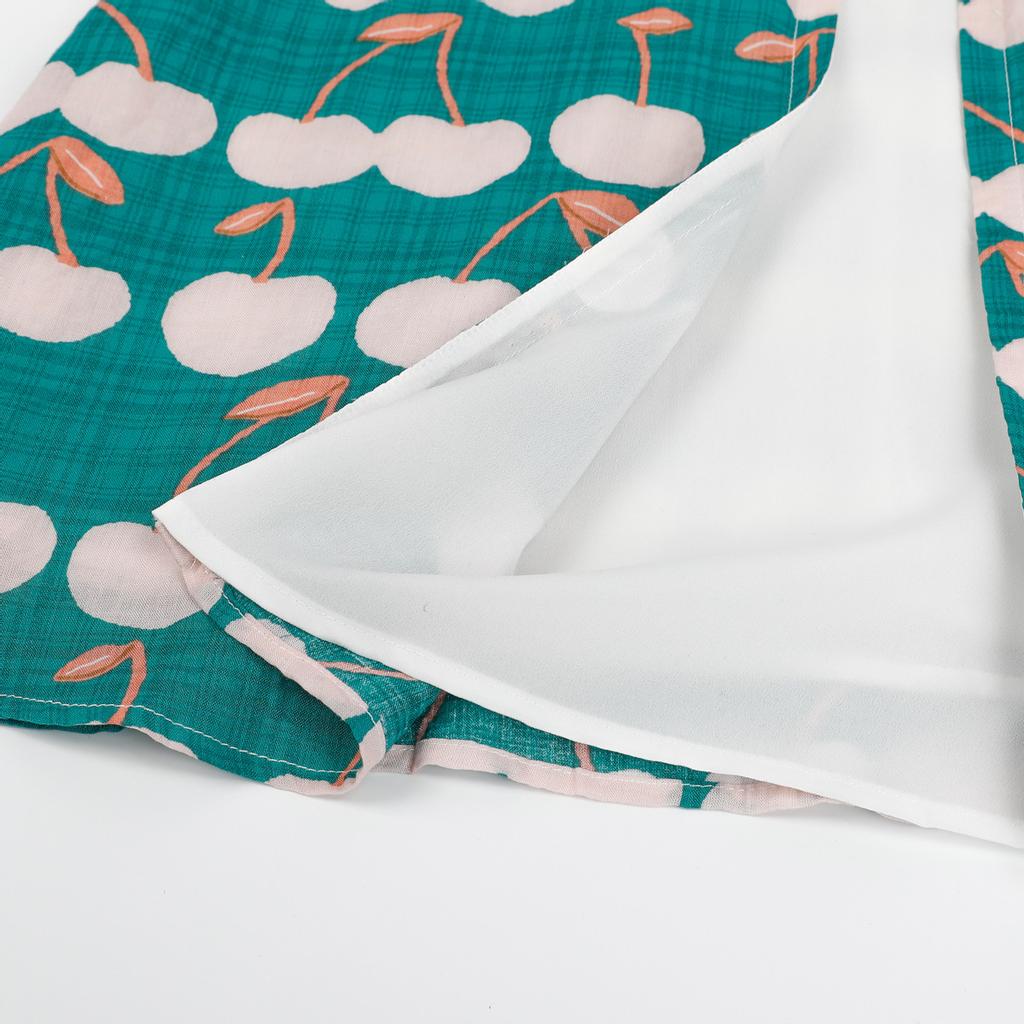 YUBAOBEI Girls' Color Matching Pastoral Dress Korean Children's Sweet Style Bows Short Sleeve Summer Princess Dress