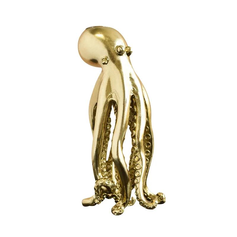 Kerzenhalter aus Harz Kandelaber Kerzenhalter Goldene Oktopus-Skulptur Oktopus-Kerzenständer Sepia Tintenfisch Heimdekoration