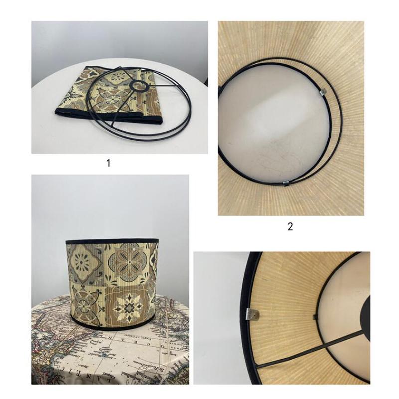 New Nordic Retro Style Green Plant Flower Birds Decorative Painting Handmade Bamboo Lampshade Chandelier Light Shade Home Decor