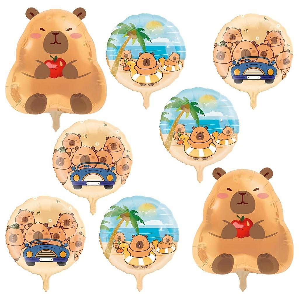 1Set Cute Cartoon Animal Capybara Aluminum Foil Balloon Child Birthday Party Decoration Foil Balloon Baby Shower Gift Supplies