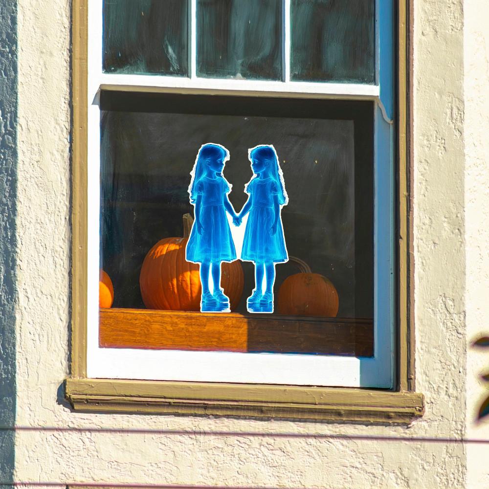 Glow Halloween Night Wall Sticker With Girl Holding Hands For Living Room Decor