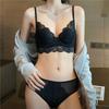 French Coquette Bunny Ear Lace Lingerie Set, Sexy Thin Minimizer Anti-Sag Bra for Full Bust Summer Women