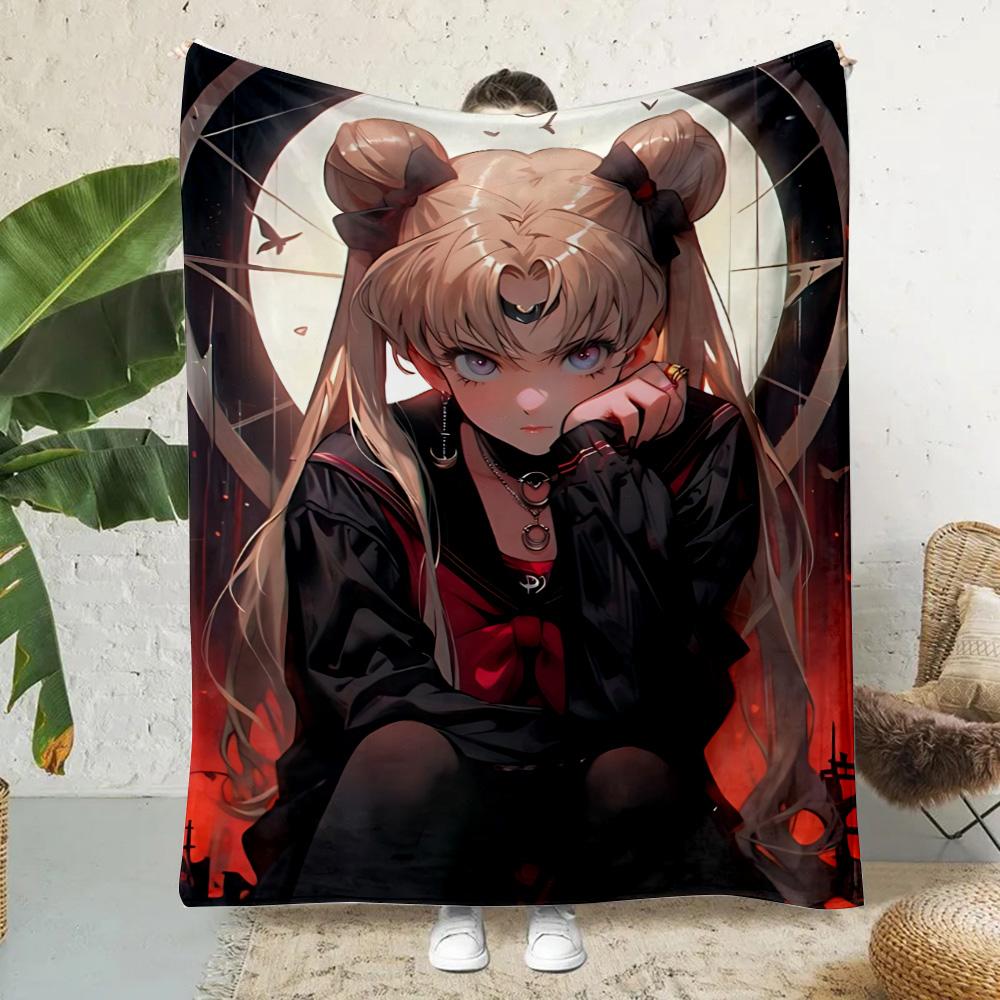 Anime Cartoon S-Sailor Moon Printed Blanket Picnic Blankets Warm Blanket Soft and Comfortable Blanket Home Travel Birthday Gift