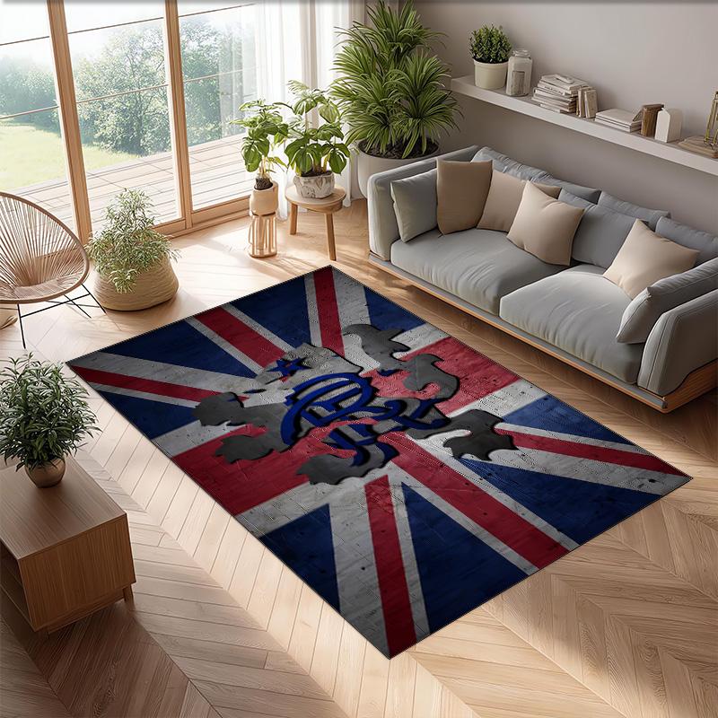 Rangers Football Bedruckter Flanell Teppich rutschfest weich Polyester Boden Teppich Indoor Dekor Matte für Schlafzimmer Wohnzimmer Sofa
