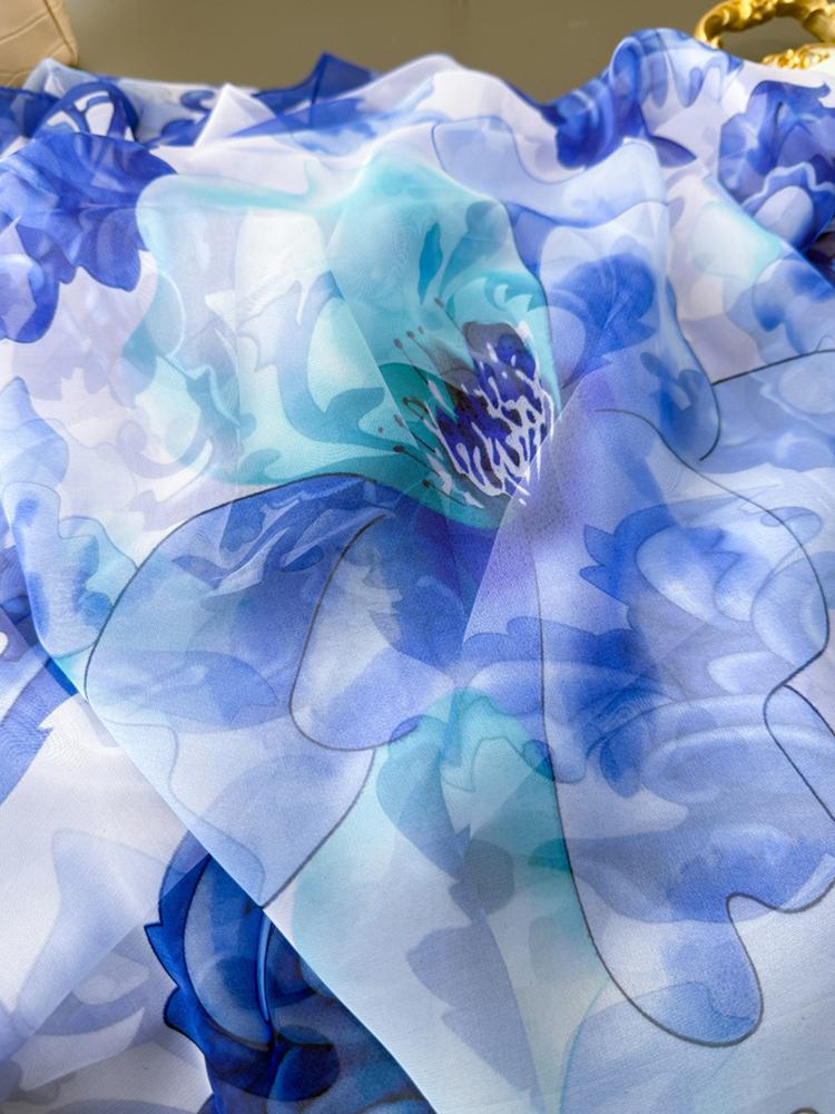 Elegant Women Chiffon Silk Scarf Beach Wrap Shawl Sweet Floral Print Sunscreen Bandanas Hijab Mujer Boho Scarve Pareo Casual New