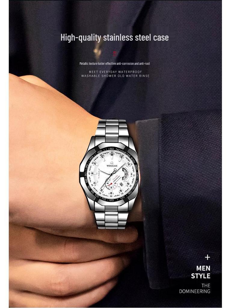New Waterproof Luminous Men's Quartz Wristwatch - Trendy Korean Style, Fully Automatic, Domineering Design.