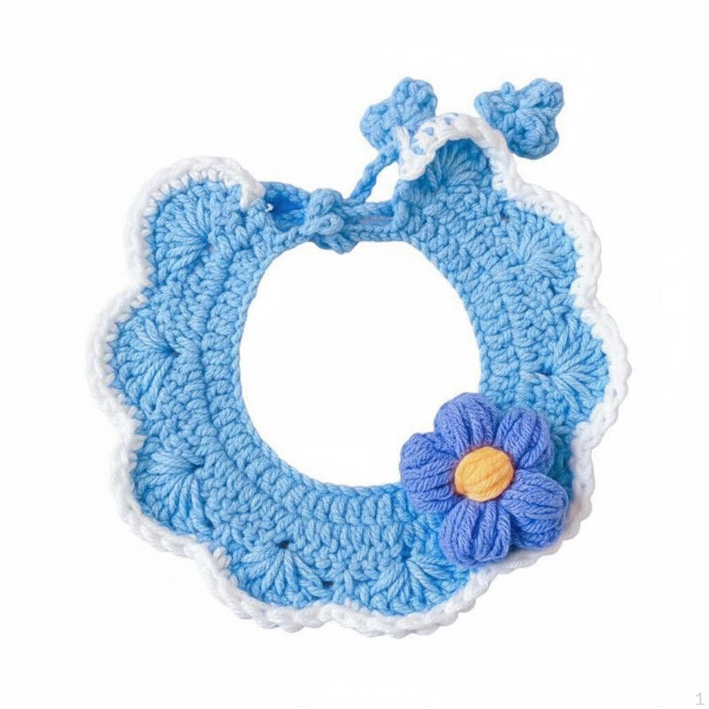Flower Cat Soft Knit Knitted Cute & Stylish Dog Bib for Daily Wear, Photo Shoots,