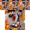 Charming Pumpkin Wooden Gnome Car Hanger Delightful Halloween Decor Spirit