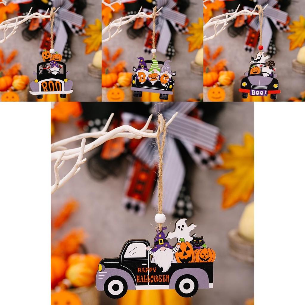Wooden Pumpkin Charming Gnome Car Hanger Delightful Halloween Spirit Decor
