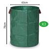 [Grün] Große Kapazität 272L (3 Pack) Garten Eimer/Unkraut Sammelsack, Großer Gartensack, Freistehend, Faltbar, Wiederverwendbar, Wasserdicht Gras Sammel