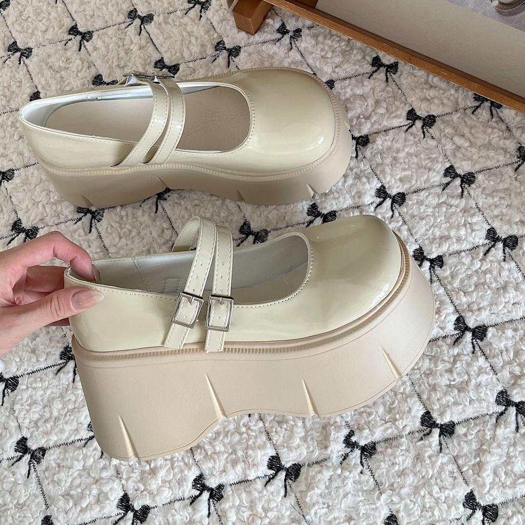 High-heeled Platform Small Leather Shoes Women's Autumn French Mary Jane Retro Heightening Japanese Muffin Single Shoes