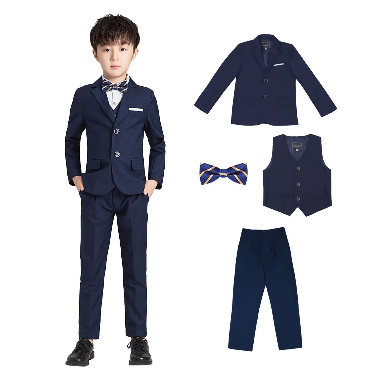 

WEEN CHARM Однотонный костюм с длинным рукавом или для торжественных случаев для поступления Размеры Детский костюм для мальчиков, Набор из 4 предметов Набор из 5 предметов, Концерты, Свадьбы, Церемонии,