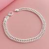 925 Sterling Silver Fashion Daily 6mm Side Double Buckle Bracelet Birthday Anniversary Party Gift