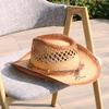 Hot-selling hollow Lafite straw weaving western cowboy hat summer sun protection sunshade big eaves breathable grass