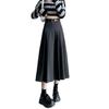 Women's Plus Size Academic Style Pleated Woolen Skirt - High Waist Slimming, Anti-Exposure Design