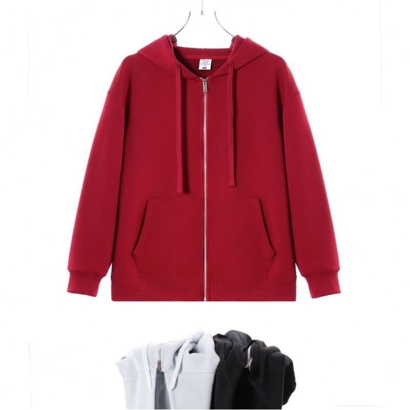 350g Cotton Blend Oversized Drop Shoulder Hooded Zip-Up Sweatshirt Unisex Casual Streetwear Fall