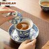 170ml Jingdezhen Antique Blue And White Gaiwan Aesthetic Twelve Gods Of Flowers Tea Tureen Tea Making Cover Bowl Cafes Tea Craft