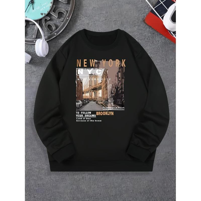 

Relaxed Fit Crew Neck Sweatshirt, Ribbed Trim & Hem, Classic Casual Office Wear S