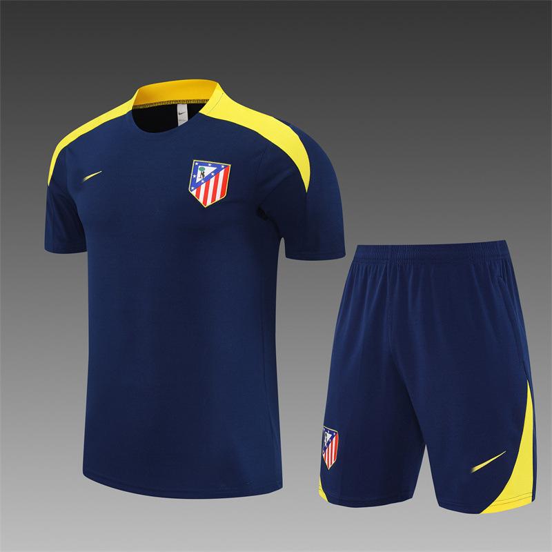 Atletico Madrid Football Suit, Long-Sleeved Half-Pull Warm-Up Before Autumn And Winter Games, Children'S Summer Short-Sleeved Training Suit