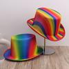 Fashion Rainbow Top Hat Autumn and Winter Hat Big Head Circumference Stage Performance Cos Magician Flat Top Top Top Hat Breathable