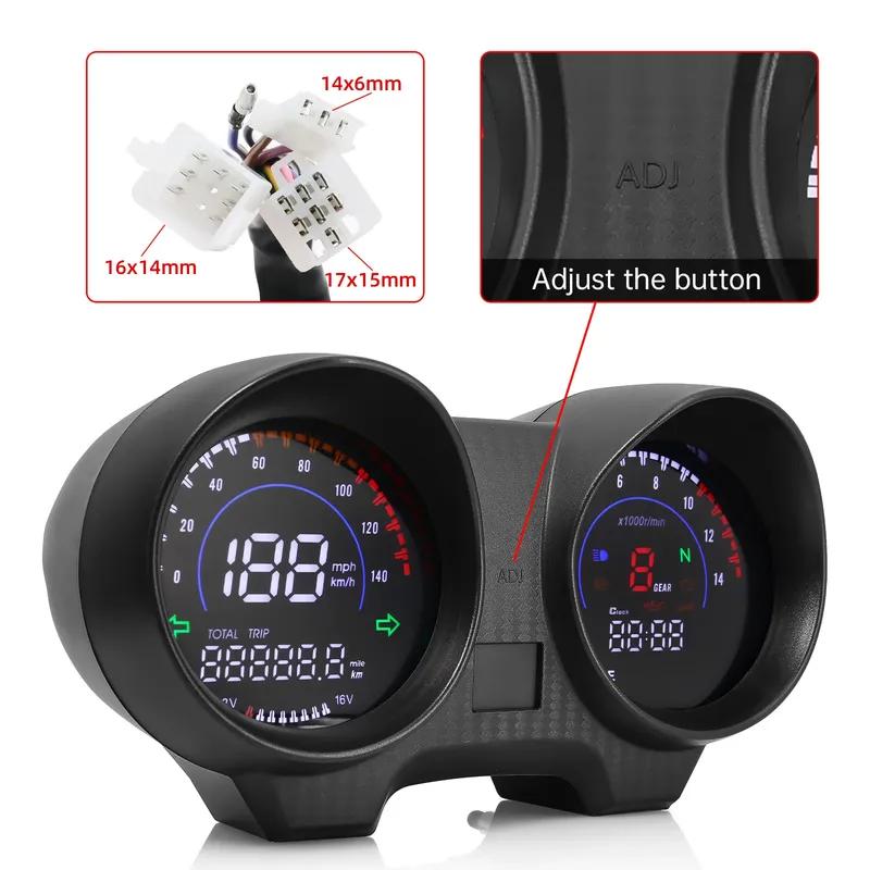 QC Motorcycle Trument Digital Tachometer Speedometer Odometer Meter Motorbike Voltmeter Fuel Gauge Kit Fits for TITAN 150 FAN