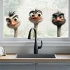Static Cling Cartoon Ostrich Peeking Through Window Double Sided Same Color Glass Window Sticker Home Decor