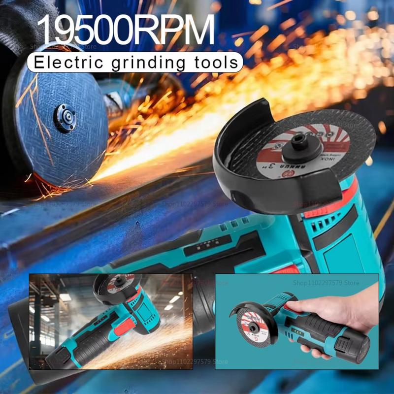 Electric Angle Grinder 19500rpm Lithium Battery Mini Polishing Grinding Diamond Cutting Tool for Metal Concrete DIY Projects