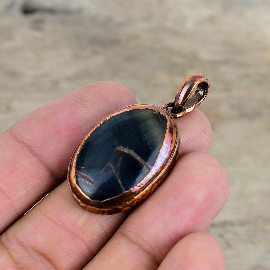 Pietersite Pendant Electroformed Copper Gemstone Pendant Pietersite Electroformed Jewelry Handmade Boho Pendant Copper Jewelry Gifts For Her