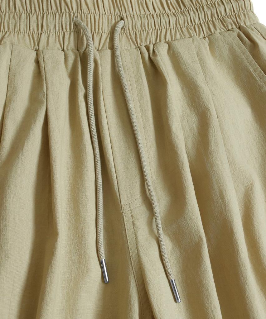 NODU Cargo Tuck Drawstring Wide-Leg Pants [Beige]