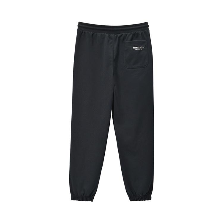 Skechers Solid Color Simple Breathable Slim Fit Casual Drawstring Knit Sports Pants Men Bottoms Carbon-Black P424M045
