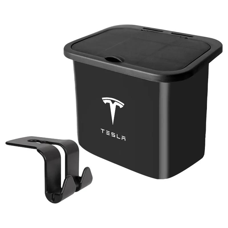 FHR1 Car Hanging Trash Bin Seat Back Storage Box Phone Holder Hook For Tesla Model 3 Model X S 2016-2020 Decals TM3 TMX TMS Decal