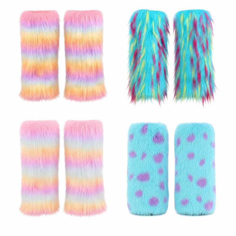 Weiche und flauschige Beinwärmer mit elastischen Öffnungen Pelz-Stiefelmanschetten Cosplay-Accessoires