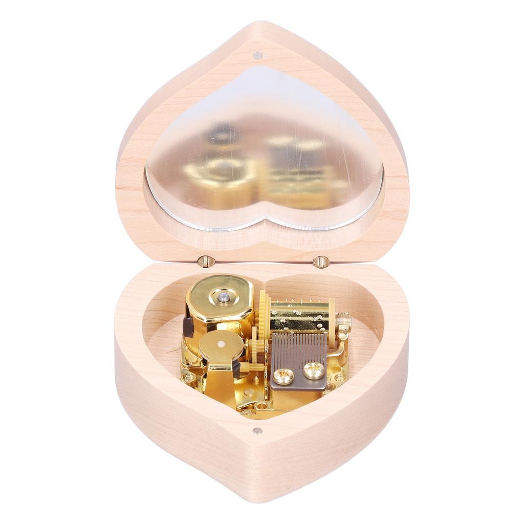Wood Heart Shape Music Box Musical Box for Birthday Christmas New Year Girlfriend Lover Gift